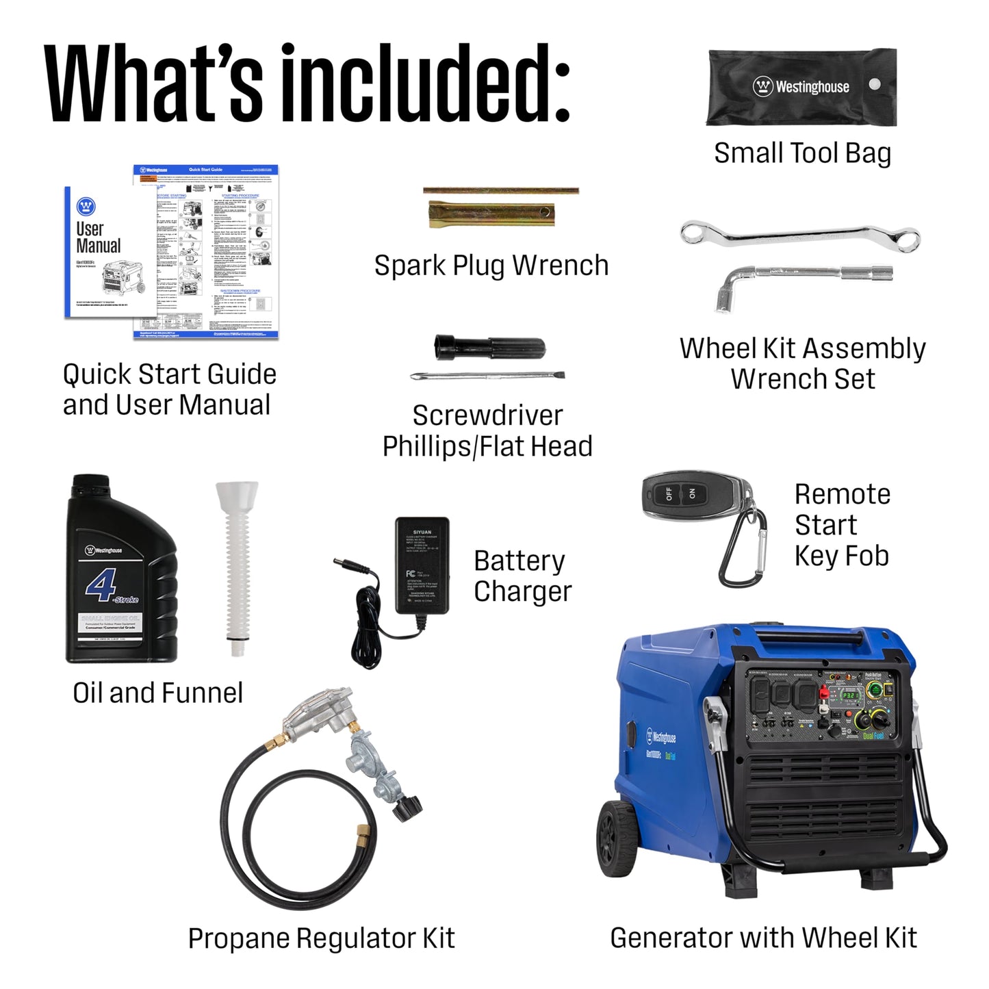 Westinghouse 11000 Peak Watt Dual Fuel Portable Inverter Generator, Remote Electric Start, Transfer Switch Ready, Gas and Propane Powered, Low THD - Safe for Electronics, Parallel Capable, CO Sensor