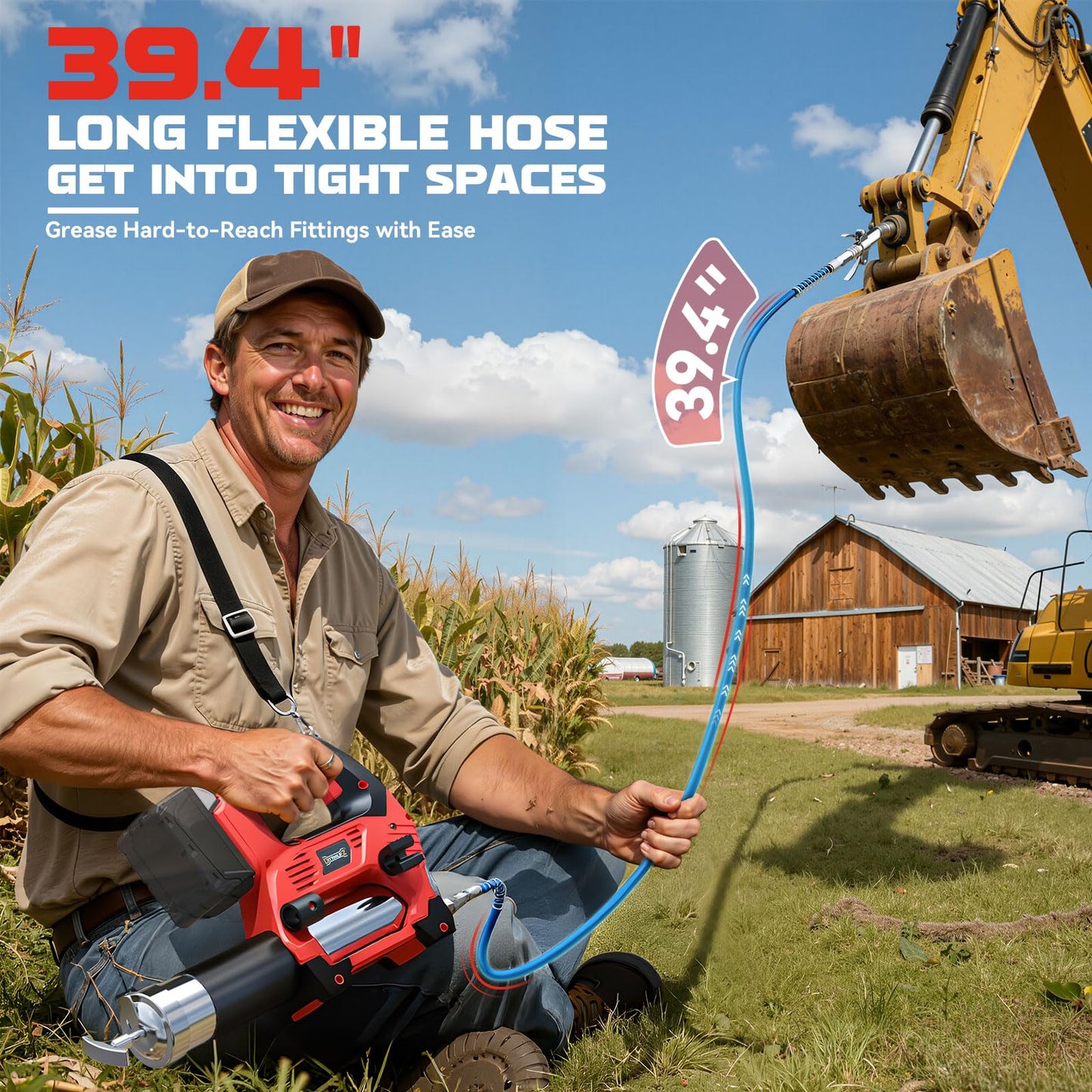 DIYtoolifz Cordless Grease Gun Compatible with Milwaukee 18V Battery, 12000PSI High Pressure, 3-Speed&Brushless Motor, 9oz/min Flow, 2-in-1 for Cartridge/Bulk Grease, 39.4”Hose&4 Couplers(Tool Only)