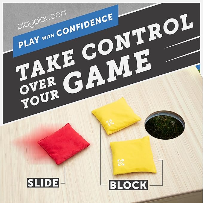 Professional Cornhole Bags - Set of 8 Regulation All Weather Double Sided - Sticky Side/Slick Side Bean Bags for Pro Corn Hole Game