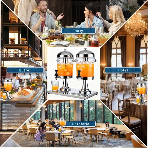 4.5 Gallon Drink Dispenser with Stand, Beverage Dispensers with Ice Core, Spigot, and Ice Shovel, Commercial Hot Cold Juice Dispenser for Parties, Wedding, Hotel Buffet, Banquet, Restaurant (16 L)