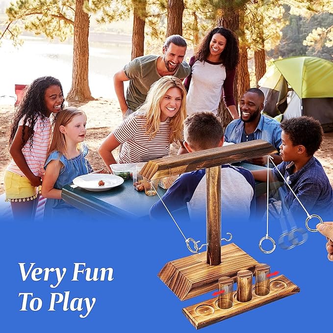 DreamToyz Ring Toss Games for Adults, Yard Games, Patio Decor, Outdoor Indoor Games, Wooden Hook and Ring Game for Bars, Home, Party, 15.7" X 13" Large Size