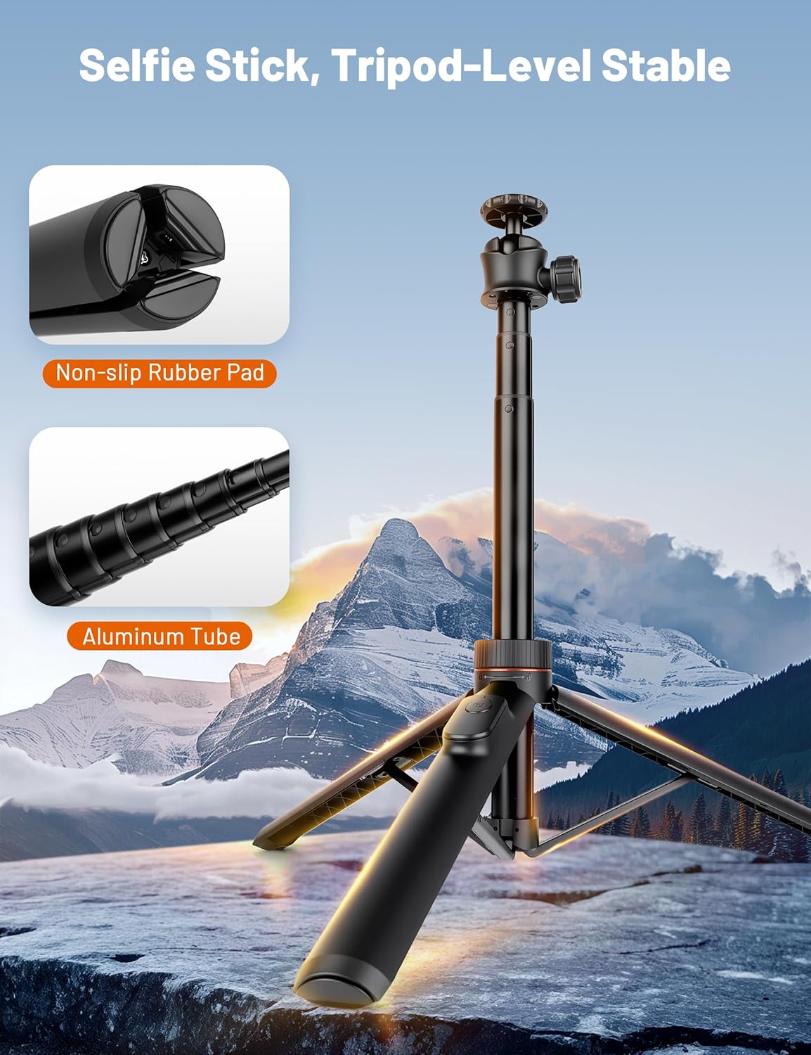 JOILCAN 64" 360 Tripod for iPhone & Camera, Selfie Stick with Ball Head Remote & Phone Holder, Extendable Portable