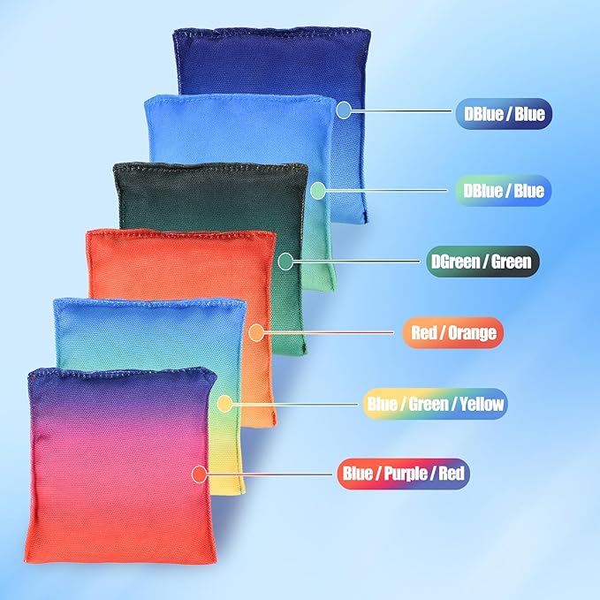 Weather Resistant Cornhole Bags, Gradient Corn Hole Bags Set of 8, Cornhole Bean Bags, Modified Size Cornhole Bags for Tossing Game, Includes Tote Bag