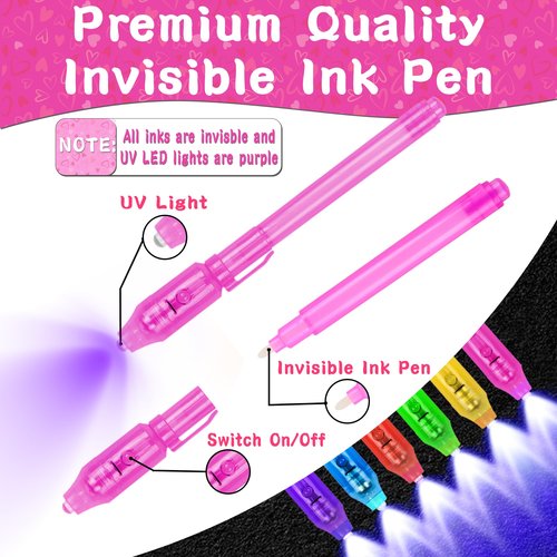 FLYSNK 24 Pack Valentines Day Gifts for Kids Classroom Invisible Ink Spy Pen with Animal Themed Cards Party Favors for School Exchange & Prizes for Boys Girls