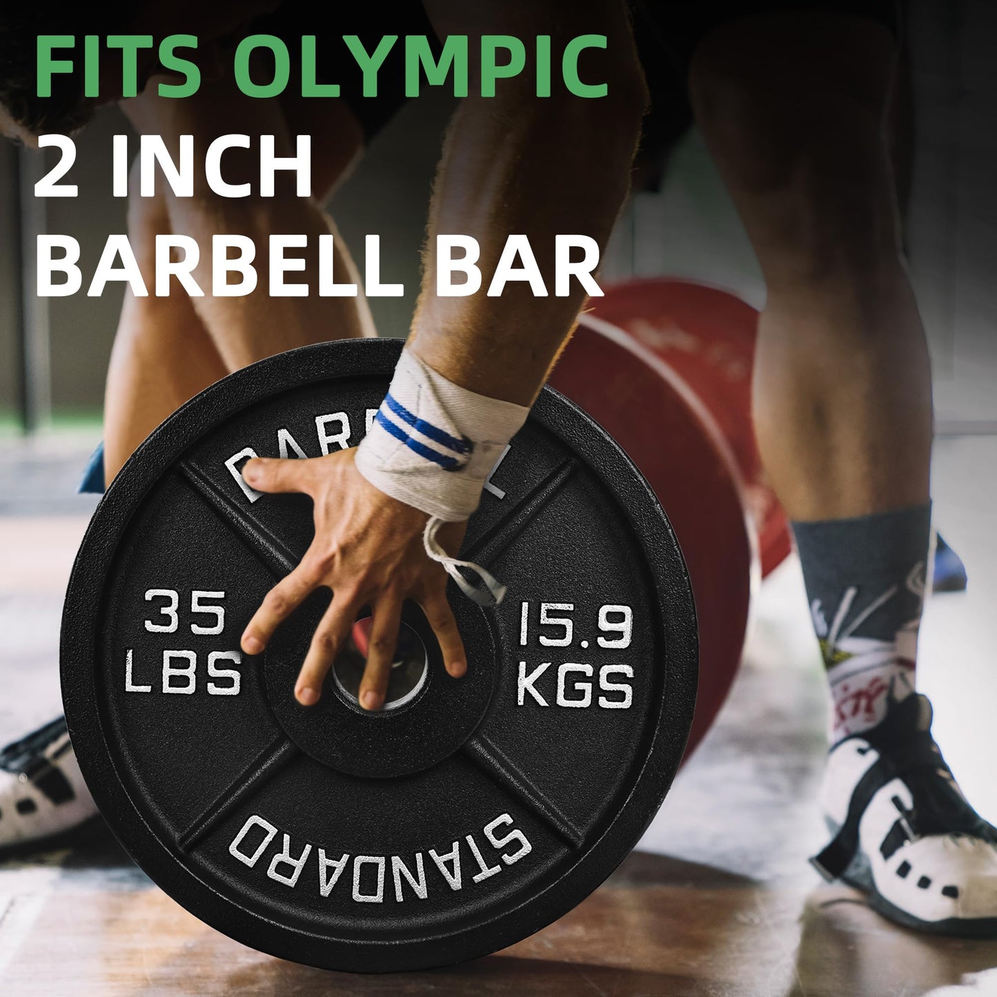Fitvids 2 Inch Olympic Weight Plates, 2x 35 LB Plates for Home Gym Strength Training, Deep Grip Edge