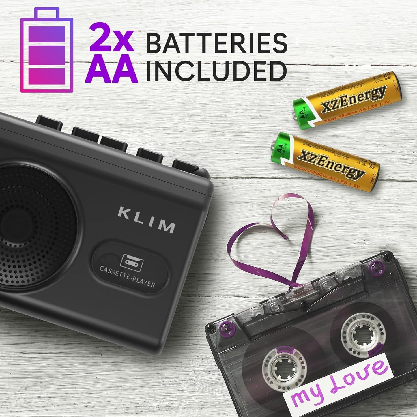 KLIM K9 Cassette Cassette Tape Player Portable Player & Tape Recorder with Built-in Speaker & Microphone, Headphone