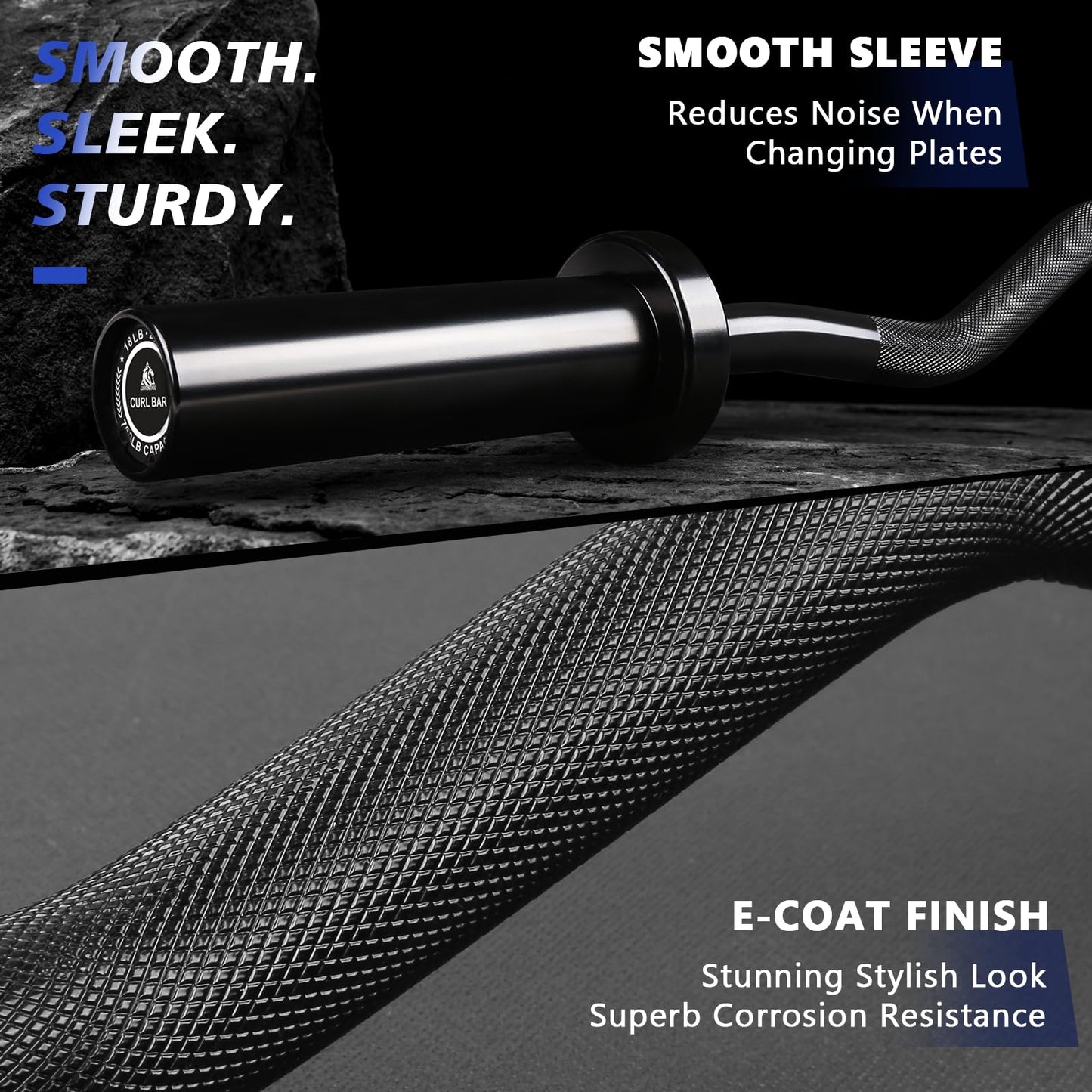 LIONSCOOL Black EZ Curl Bar with 35lb Weight Plate Set and Barbell Clamps