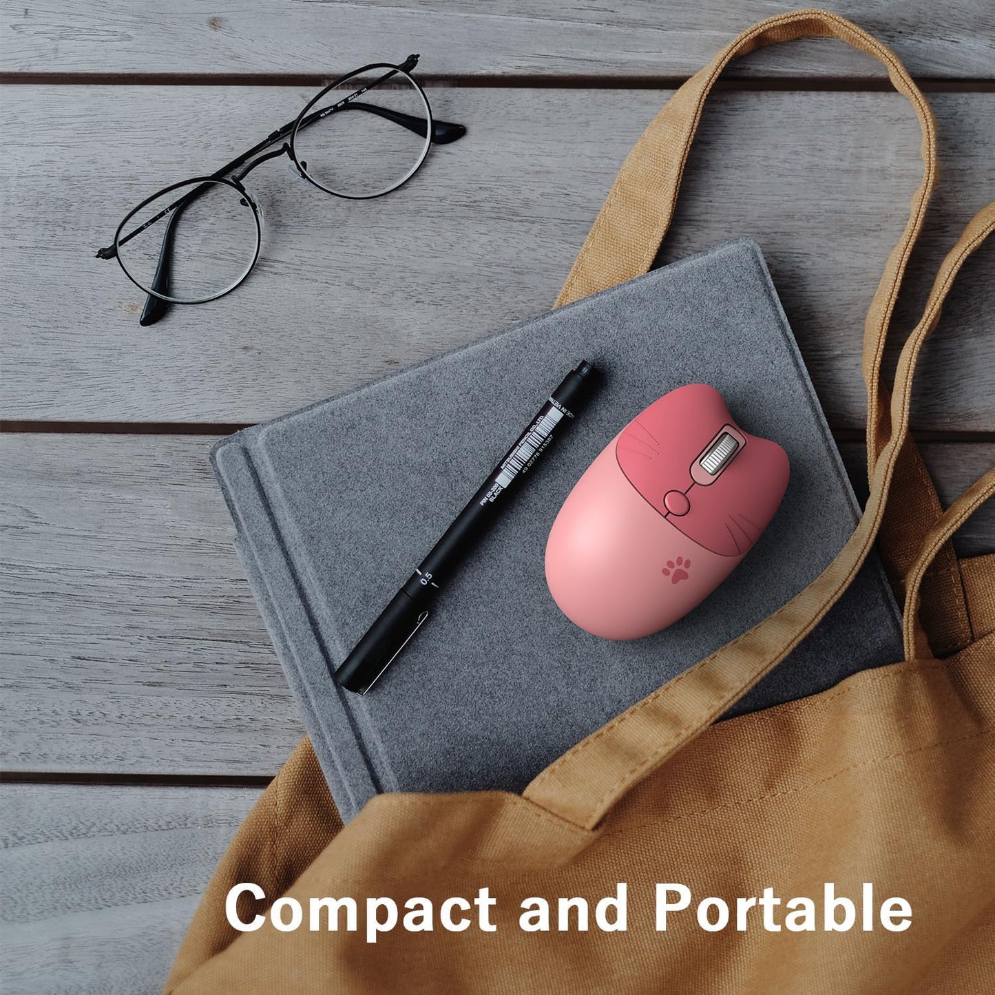 MOFII 2.4GHz Wireless Compact Silent Mouse with Cute Cat Designs, Plug and Play Wireless Opatical Mouse with USB Nano
