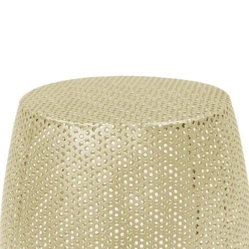 Christopher Knight Home Fairmo Indoor Accent Table, Lace Cut Hollow Side Tables, Round Drum Coffee End Table, Metal Decorative Stool Tables for Living Room Bedroom Home Decor, Gold