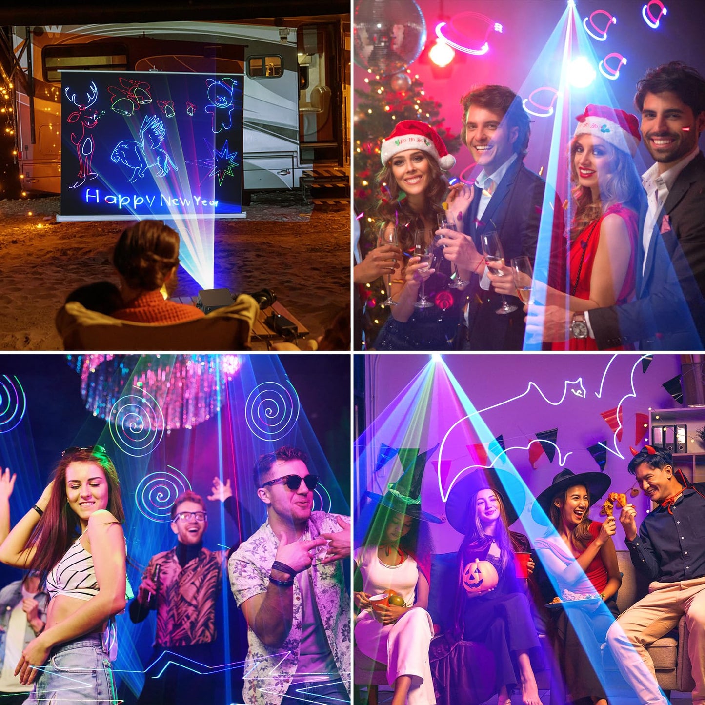Animation DJ Laser Light,3D Animation Laser Machine with Bluetooth APP,RGB Party Laser Light Show, Built-in 5200mAh Battery for Wedding Party Disco Lights Bar Club Stage DJ Lighting
