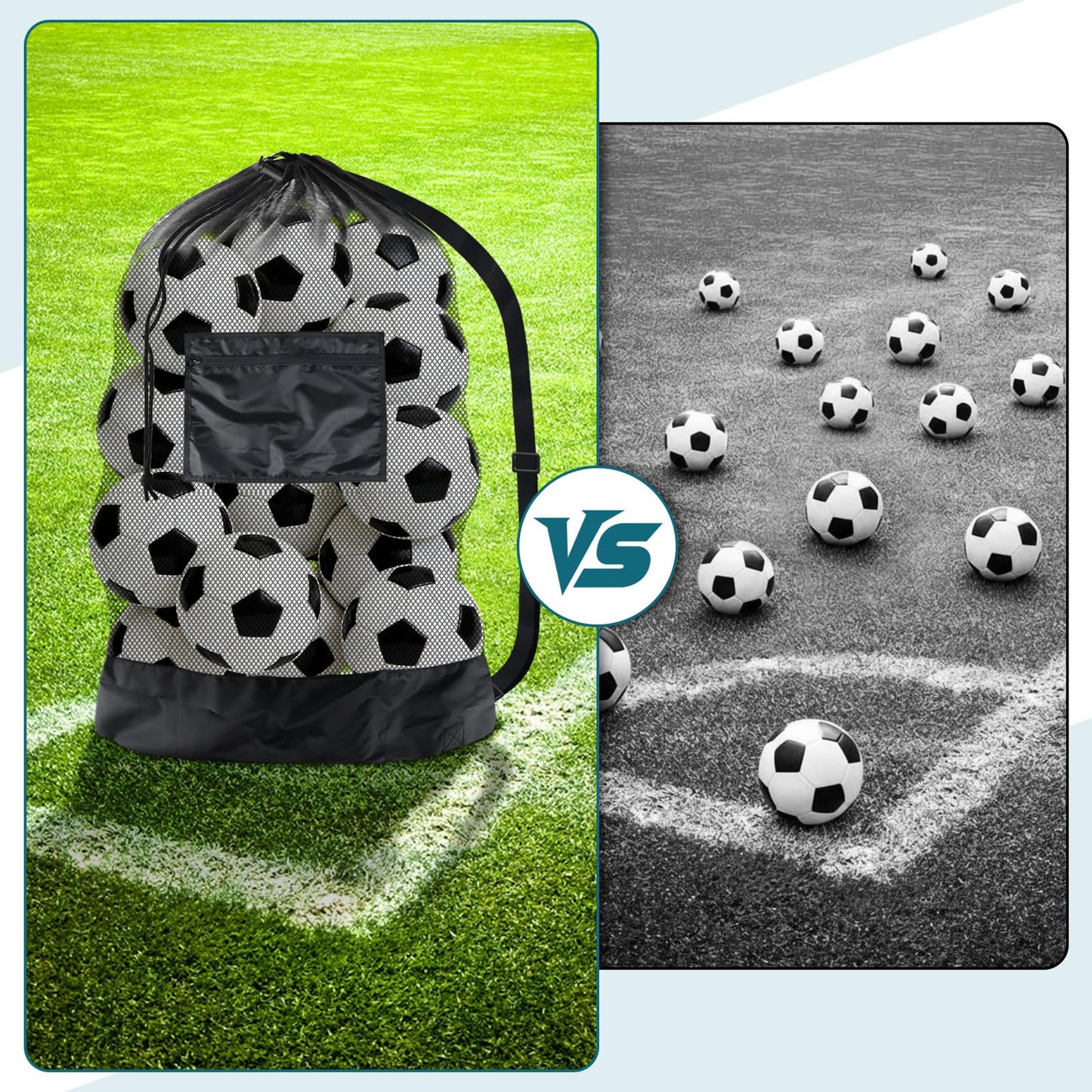 BROTOU Heavy Duty Soccer Ball Net Bag Drawstring Mesh Ball Bag with Zipper Pocket, Sports Equipment Storage Organizer Hold for Gym, Cloth, Beach, Swimming Gears (1pc-Durable Upgrade)