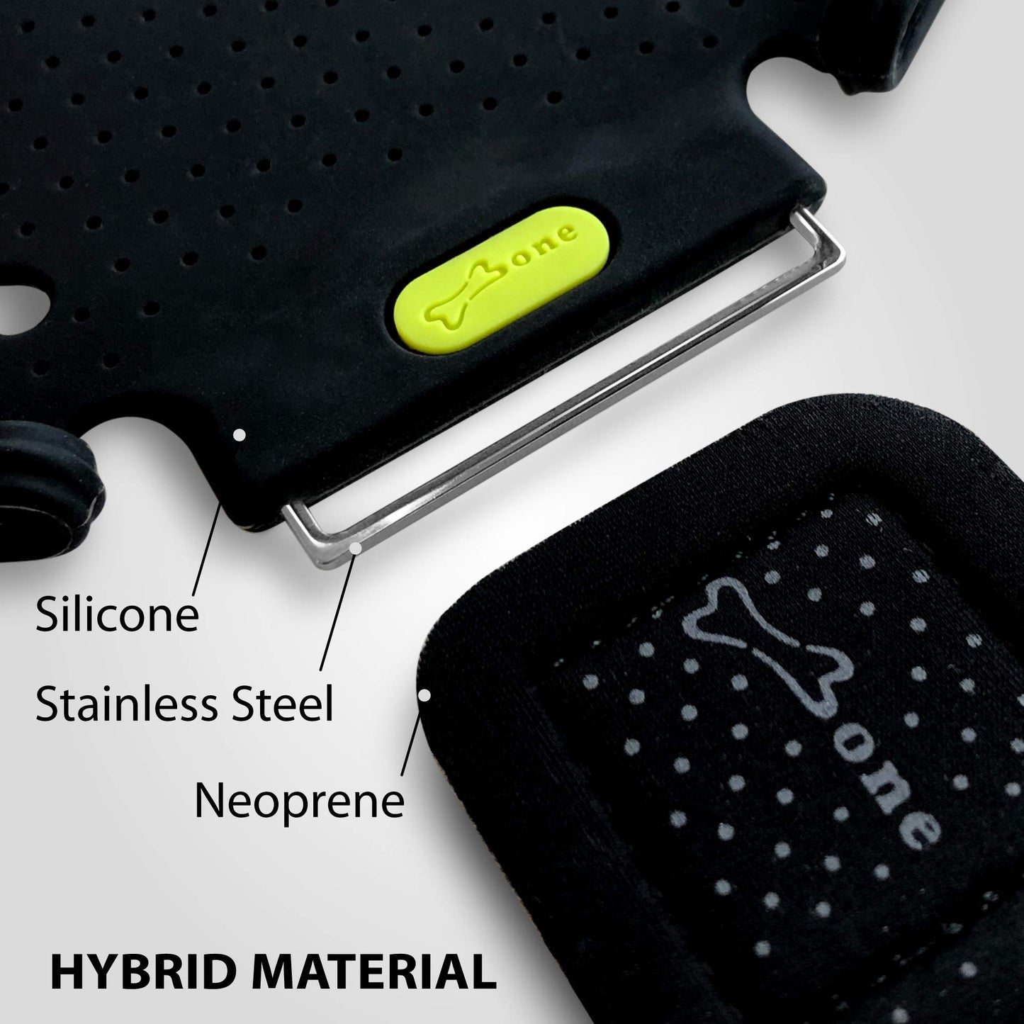 BONE Run Tie, Running Armband Phone Holder, Skin-Friendly & Washable Silicone Sport Armband, Universal Workout Phone Carrier Compatible with 4"-6.7" Smartphones (Luminous - Size S/Arm Size 7.9-9.8'')