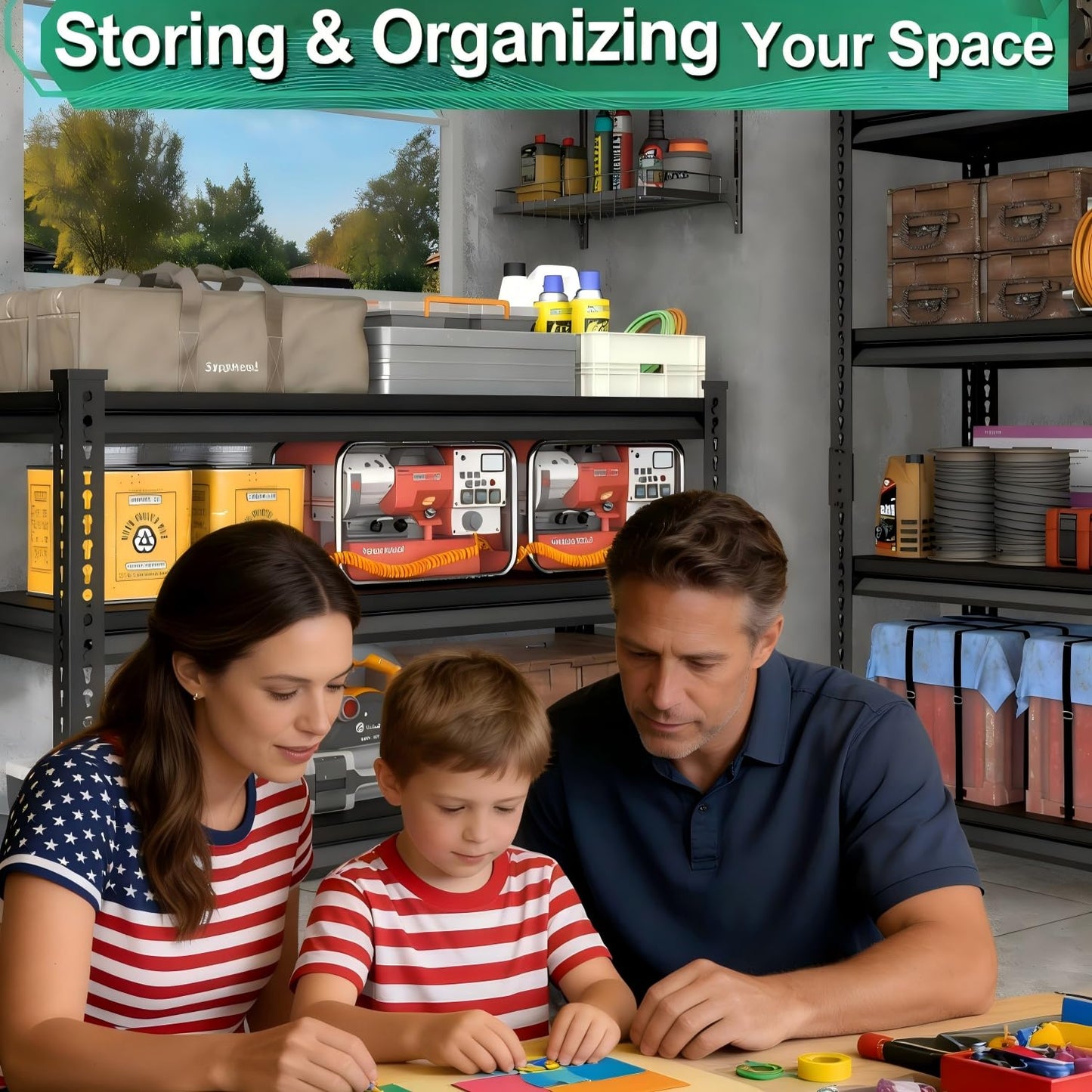 SUPPNEED Metal Storage Garage Shelving: 48'' Wide 1,500Lbs Freestanding Utility Shelves, Adjustable Heavy Duty Rack Units 3 Tier Black 48" W x 16" D x 36" H