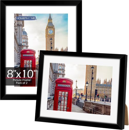 Black 8x10 Picture Frame Set of 2 by [Brand Name] - Versatile Tabletop & Wall Display for 5x7 or 8x10 Photos