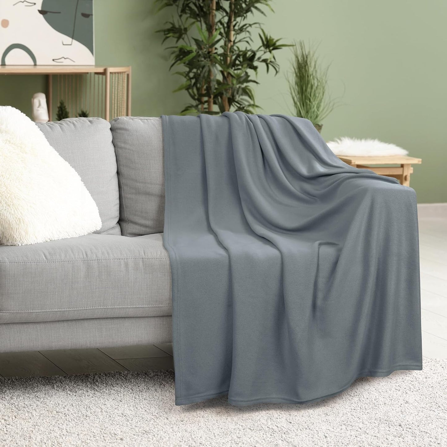 Utopia Bedding Knit Blanket - Soft Lightweight Jersey | Queen Size 90x90 Inches, Grey