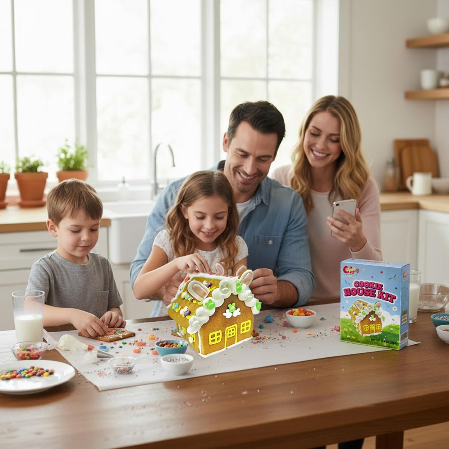 Spring Cookie Decorating Kit by Bunny House - Fun DIY Activity with Icing & Candies | Pre-Baked Panels Included