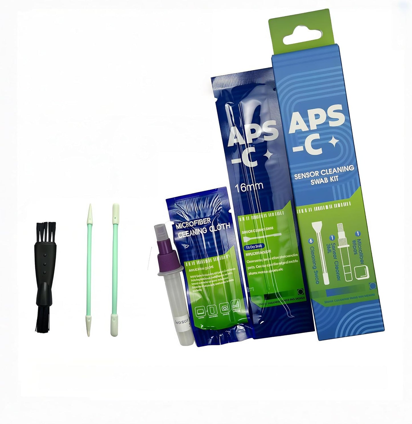 Muejjur APS-C Camera Sensor and Lens Cleaning Kit, Mirrorless and DSLR Camera Cleaning Kit, Including Cotton Swabs