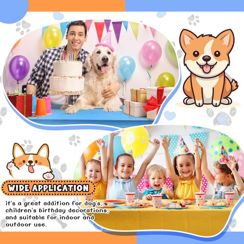 Dunzoom 4 Pack Puppy Dog Pet Paw Print Plastic Tablecloth 54 x 108 Inches Red Blue Yellow Table Cover Paw Print Disposable Rectangle Table Cover for Pet Blue Dog Birthday Party Supplies