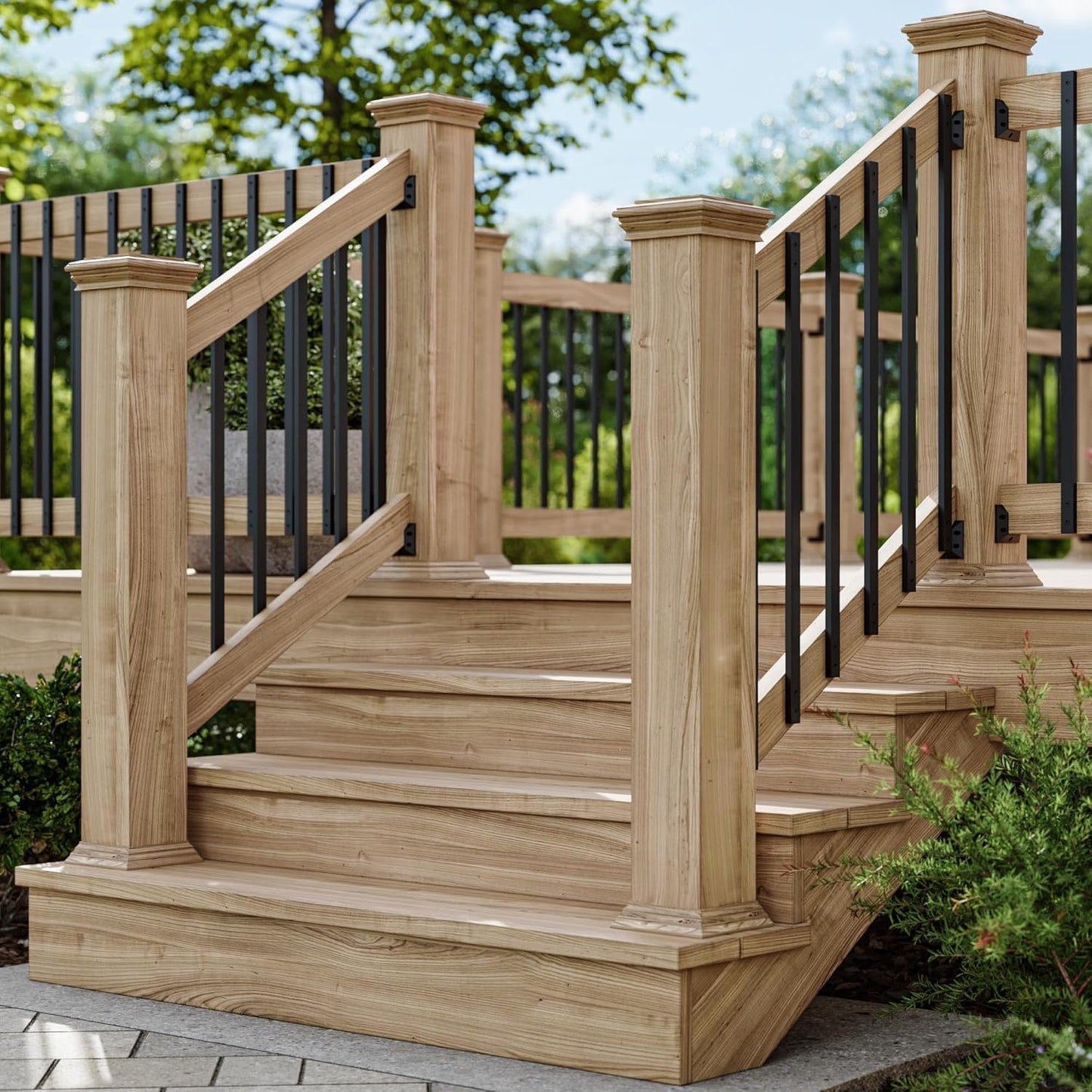 HZIU 60 Pack Stainless Steel Deck Balusters with End Caps&Screws 32.25 inch Side‑Mount Porch Railing for DIY Decking Railings, Patio, Balcony & Outdoor Steps