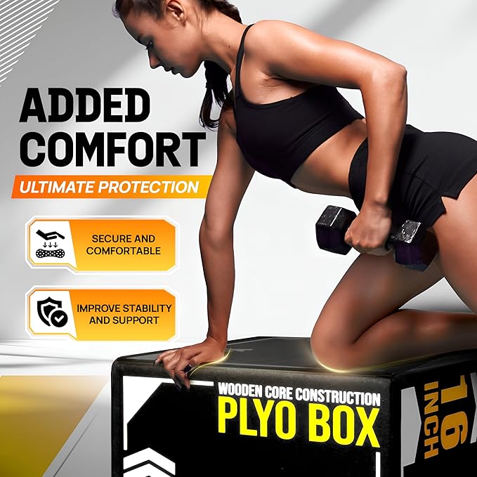 Yes4All 3-in-1 Soft-Padded Plyo Box With Wooden Core, Non-Slip Multi-Use Cushioned Plyometric Jump Box with Vinyl Cover for Jumping, Conditioning, Strength Training