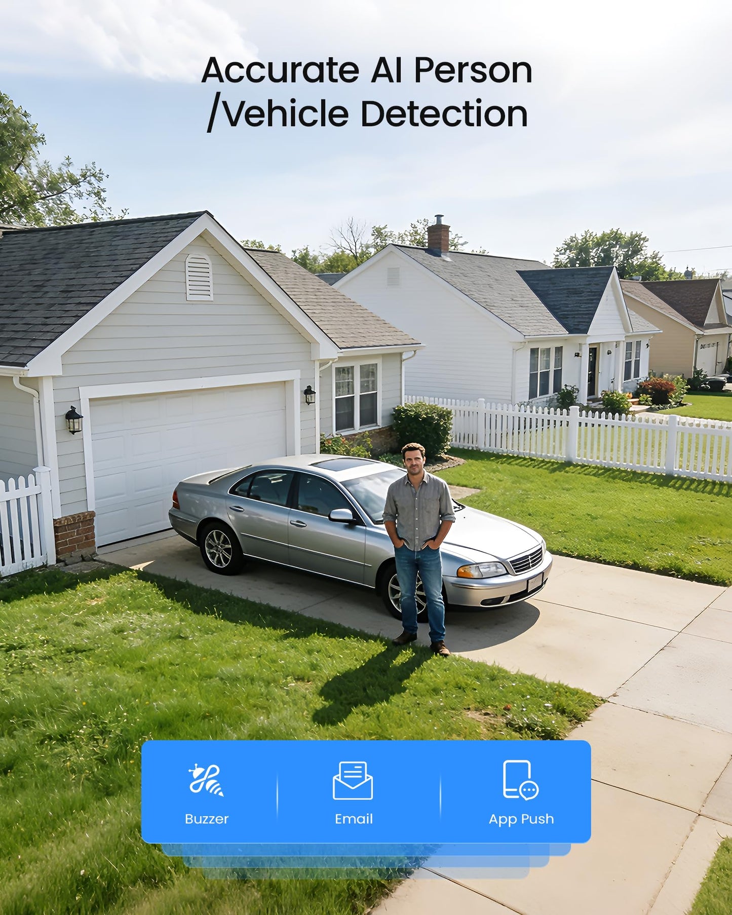 ZOSI H.265+ Home Security Camera System with AI Human Vehicle Detection, 5MP 3K Lite 8 Channel CCTV DVR Recorder and 8 x 1080p Weatherproof Bullet Camera Outdoor Indoor, 80ft Night Vision, 1TB HDD