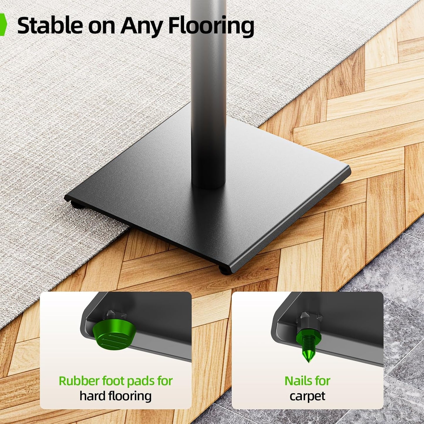 USX MOUNT Bookshelf Speaker Stands - Height Adjustable 32-42 Inch for Surround Sound Speakers | Max Load 11 lbs