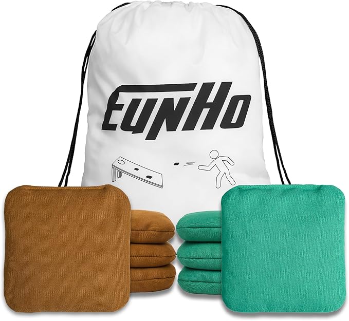 EunHo Cornhole Bags Set of 8 Regulation Size & Weight Corn Hole Bean Bags Official Professional All Weather for Tossing Game with Carry Case