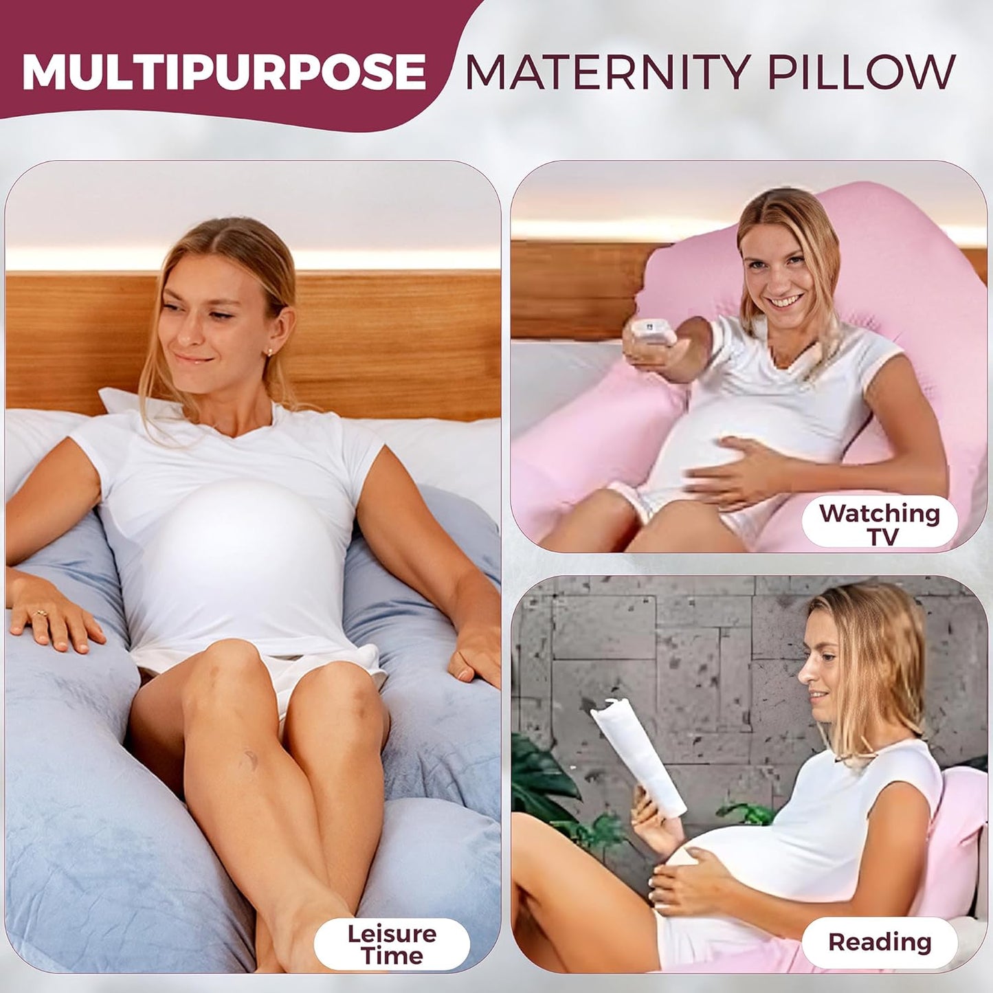 PILLANI Pregnancy Pillow - V C U Shaped 57-Inch Full Body Support with Removable Washable Cover | Cooling Maternity Comfort
