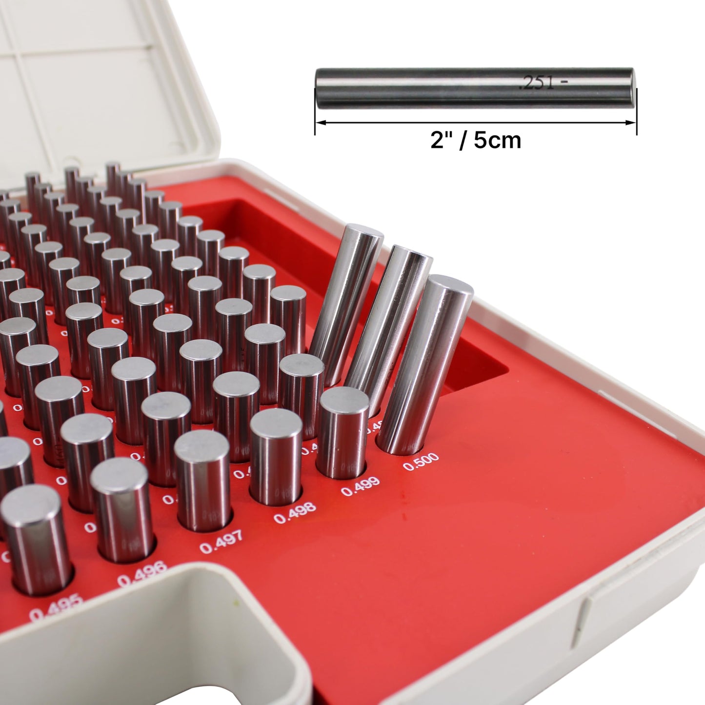 TEXALAN(R) Plus Pin Gage Set with Storage Case Steel for Measuring Holes 250pcs 0.251"-0.500" M2