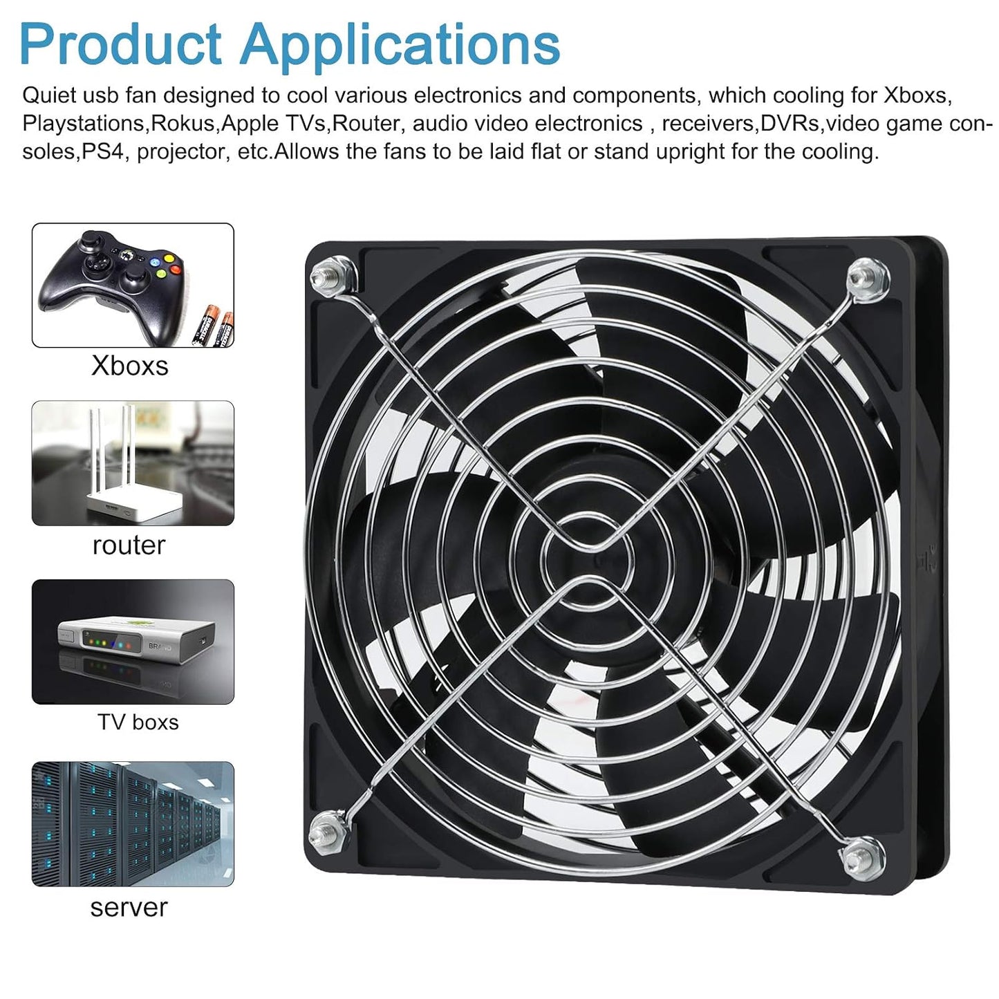 120mm 110V 115V 120V 3V 12V, AC Powered Fan with Speed Controller DC to for Router Receiver DVR PlayStation Xbox
