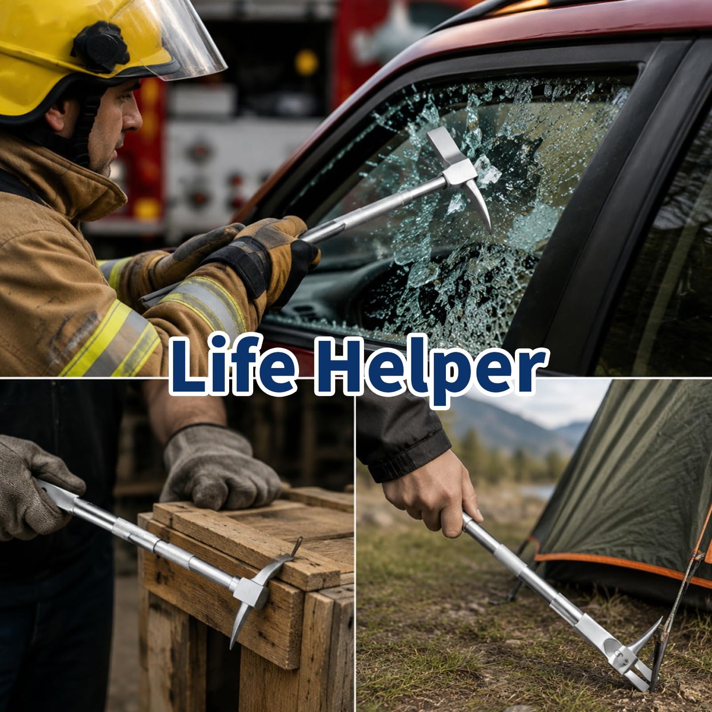 30" Halligan Bar, Heat Treated Forged Carbon Steel Halligan Tool, Galvanized Rustproof One-Piece Construction for Fire Rescue, Emergency, Outdoor Use, Home Safety and Construction Work