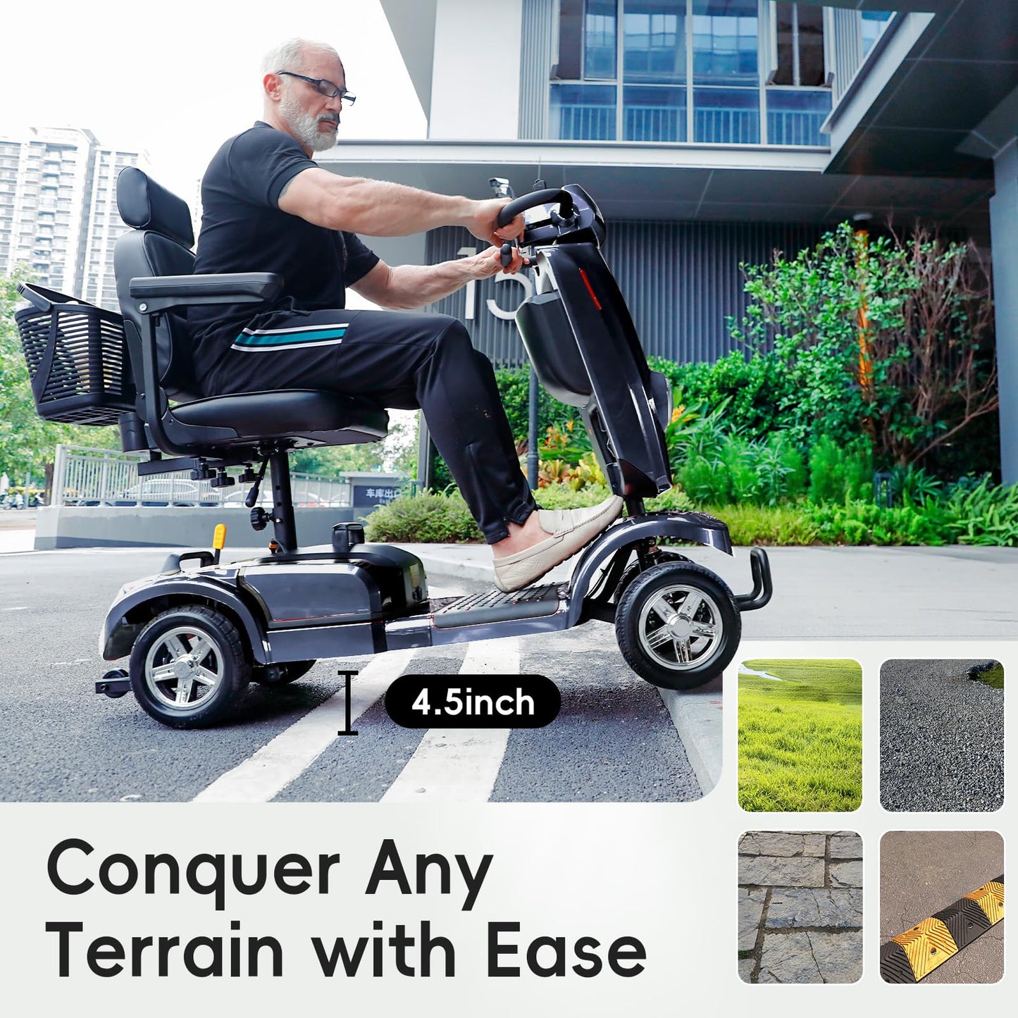 Ecomobi 20/30 Miles Heavy Duty Mobility Scooter for Seniors & Adults, 500W Motor 450 lbs Capacity, Removable Lithium Battery, 10" Tires, Off-Road Absorber, Windbreak Design