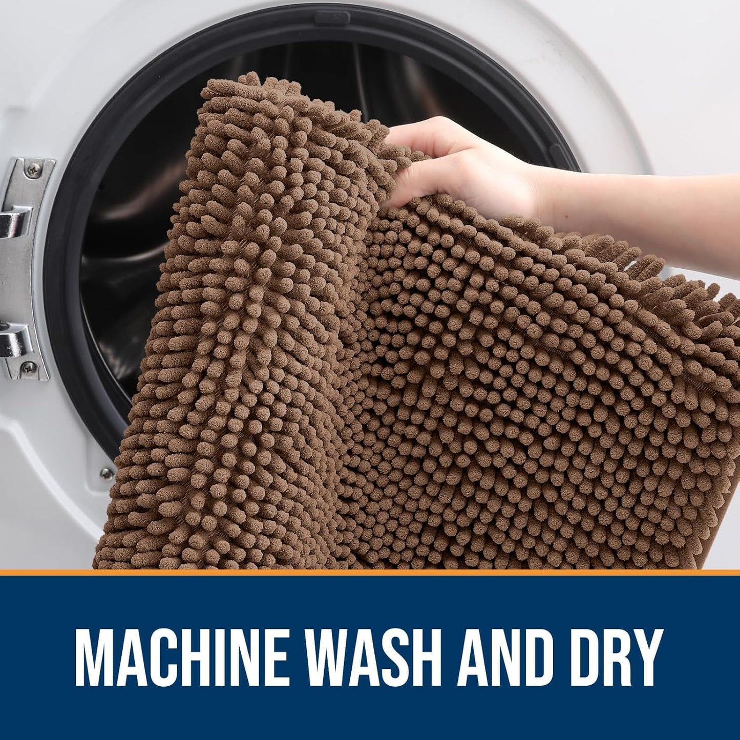 OLANLY Dog Door Mat - Absorbent Non-Slip Washable Chenille Mat for Muddy Paws | 35x24 Mocha