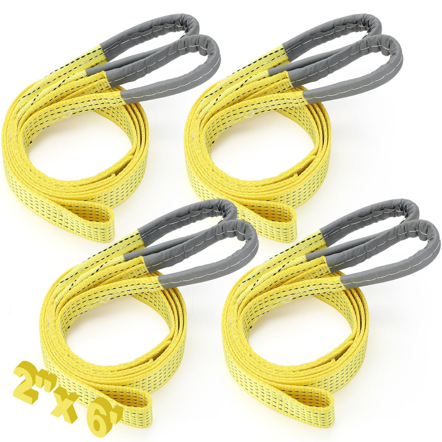 Vincreem 4 Pcs 2'' x 6' 8900lb Lift Sling Straps Heavy Duty Web Slings Straps Polyester Nylon for Hoist Car Outdoor Using
