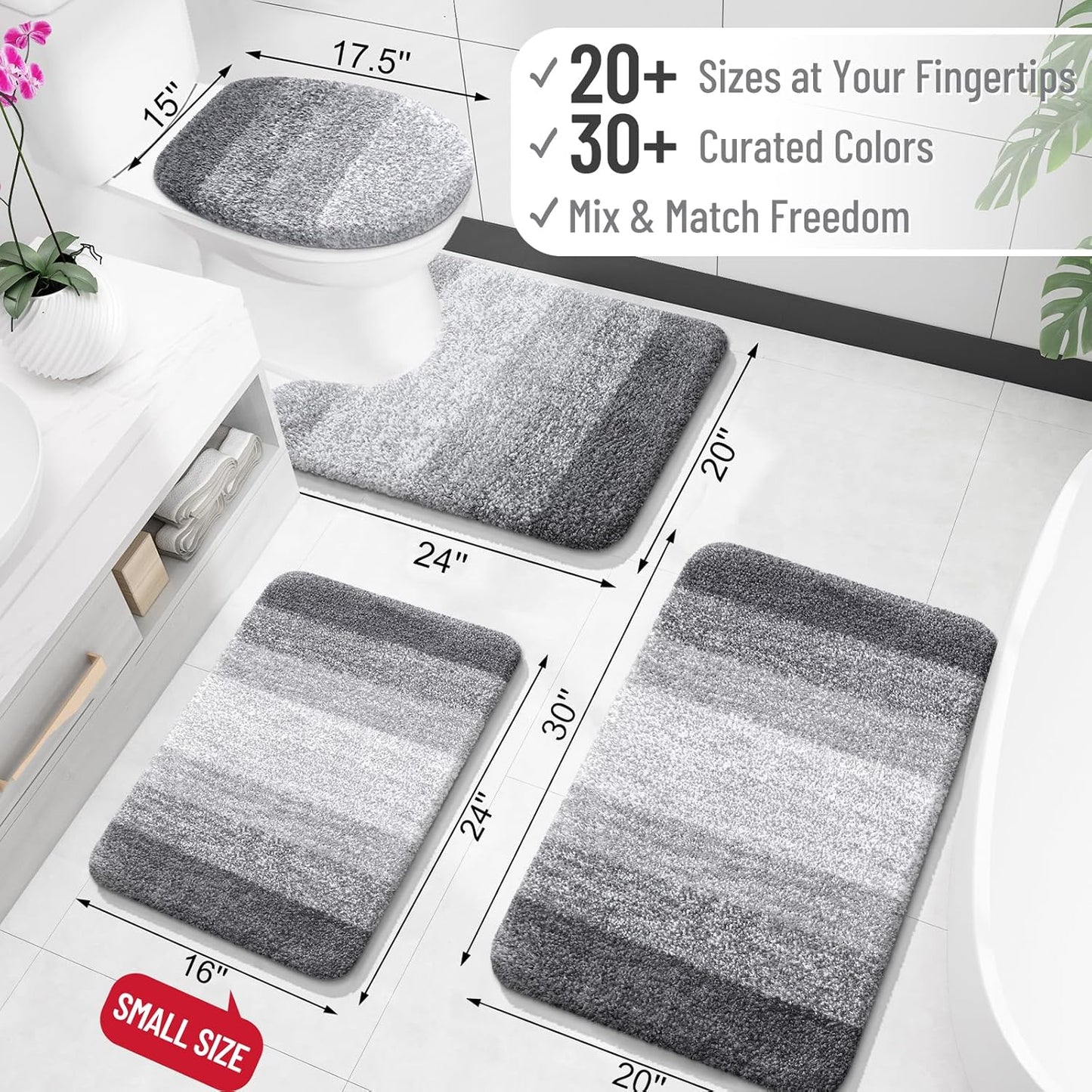 OLANLY Large Bathroom Rugs - Extra Soft Microfiber Mat 59x35 | Quick Dry & Machine Washable, Grey