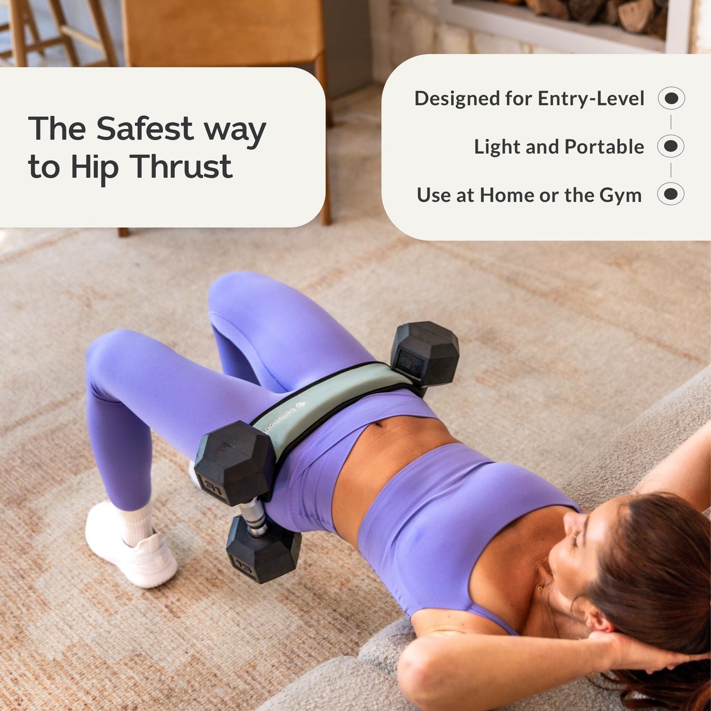 Bellabooty Belt Mini - Bellabooty Exercise Hip Thrust Belt Mini – For Dumbbells, Kettlebells, and Plates – Slip-Resistant Padding for Hip Protection – Perfect for Gym, Home, and On-the-Go Workouts