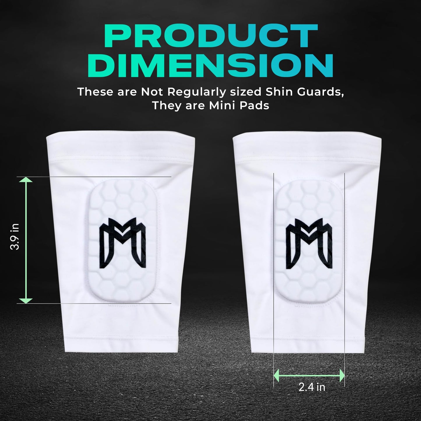 MediCaptain Mini Shin Guards Soccer – Built in Mini Shin Pad Sleeves for Men, Women, Teens – Small Shin Guards - Lightweight, Breathable, Shin Defender Leg Protection (White, Mini (3.9 x 2.4 in))