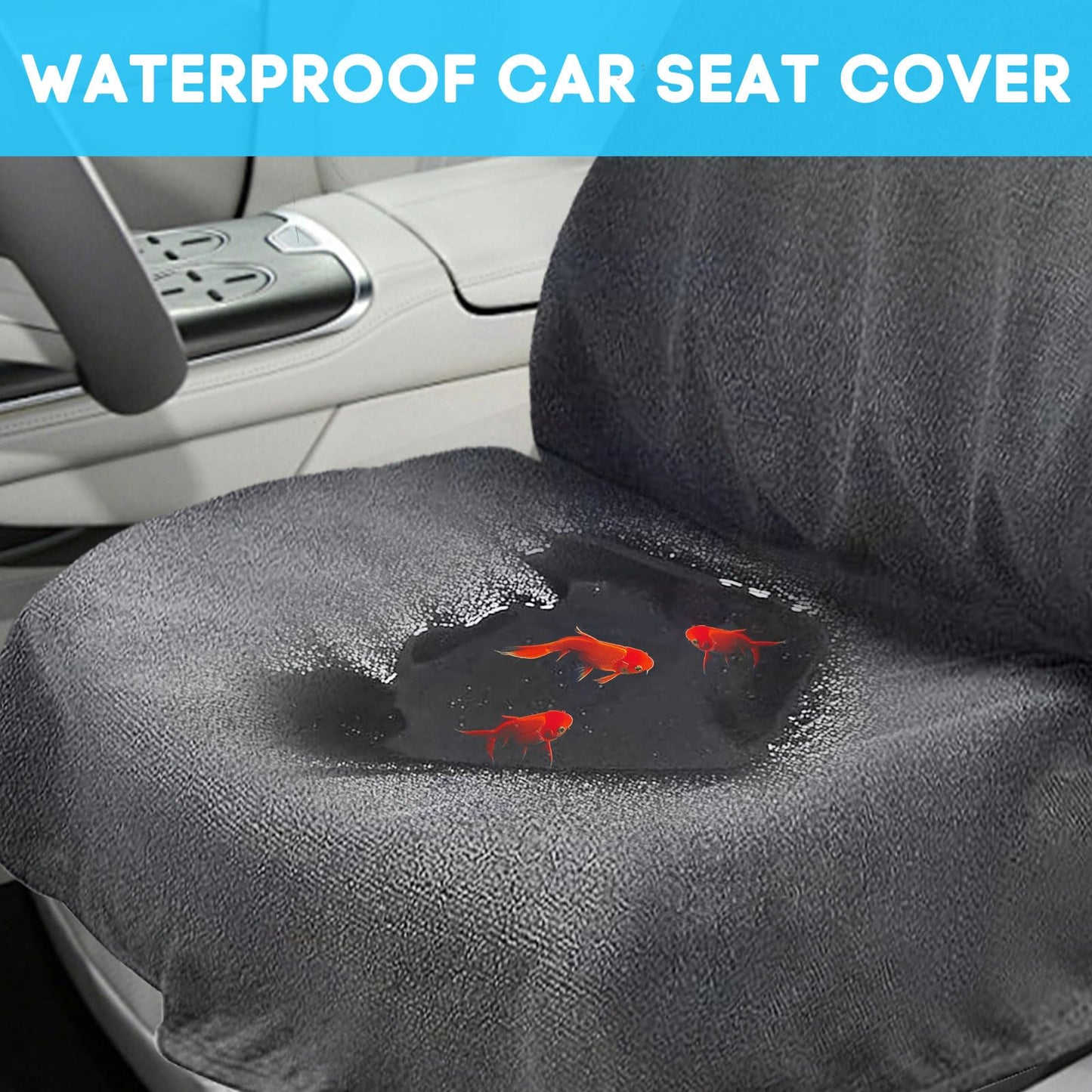 Waterproof Sweating Front Car Seat Cover Protector for Gym Workout, Running, Swimming, Beach and Hiking, Universal Fit Bucket Seat Covers for Cars SUV Trucks, Machine Washable, Non-Slip (Gray, 2Pcs)