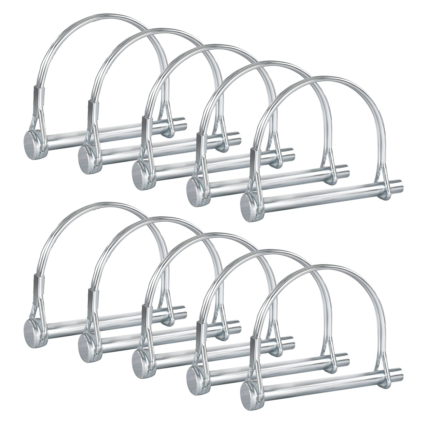 Pack of 10 Trailer Pins Hitch Pins – 2-3/4" x 1/4" (L x W) – Featuring Trailer Hitch Pin Lock, Trailer Coupler Pin and Locking Pins for Farm Trailers, Towing, Lawn Equipment