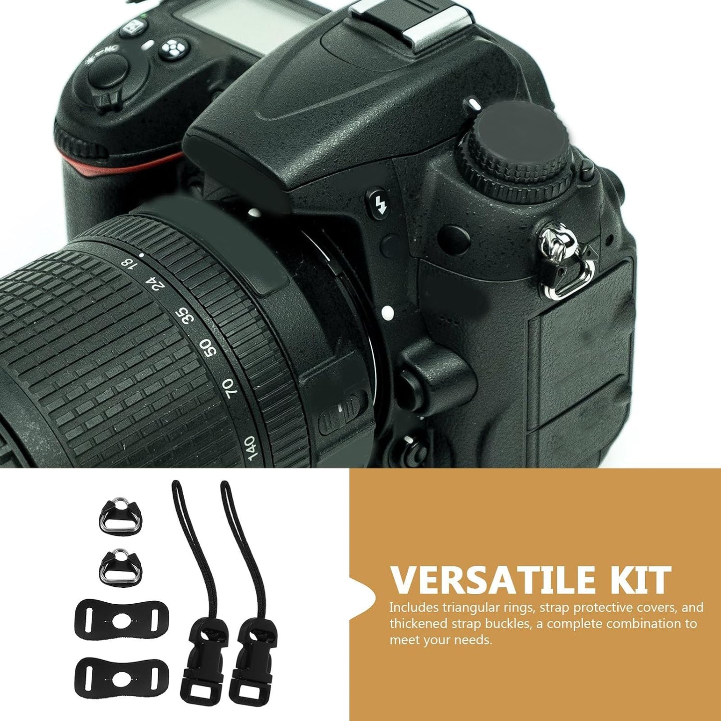 DECORNIJIA Set Camera Strap Connectors and Triangle Split Rings Replacement with Leather Protector Covers and Thick