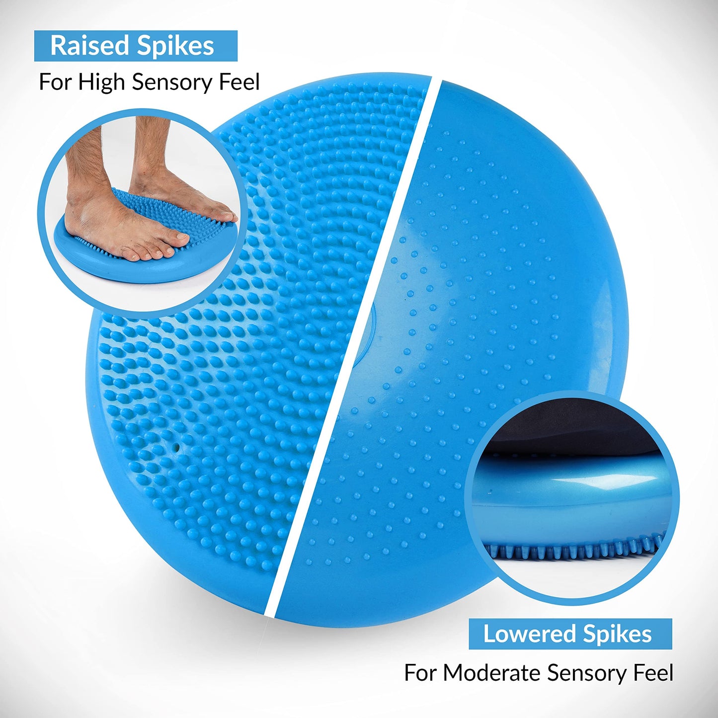 RFAQK Inflated Air Stability Wobble Cushion - Wiggle Seat to Improve Sitting Posture & Attention, Stability Balance Disc for Physical Therapy Exercise [Extra Thick, Pump, Bag, E-Book Included] (Blue)