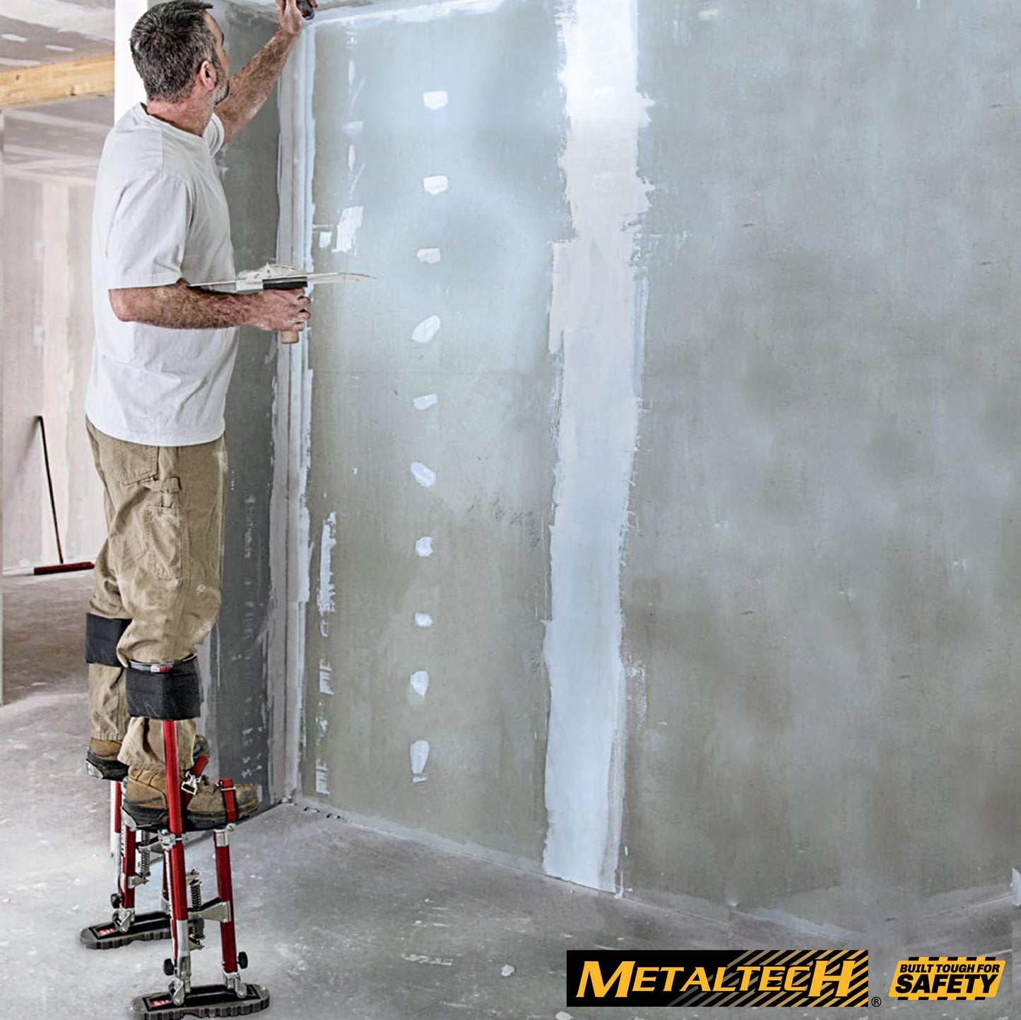 Metaltech I-BMDS1830 BuildMan Grade 18-in. to 30-in. Drywall Stilts 2-Pack, Anodized Aluminum Stilts for Adults, Drywall Tools for Home Improvement, Paint Stilts with Anti-Fatigue Comfort Straps