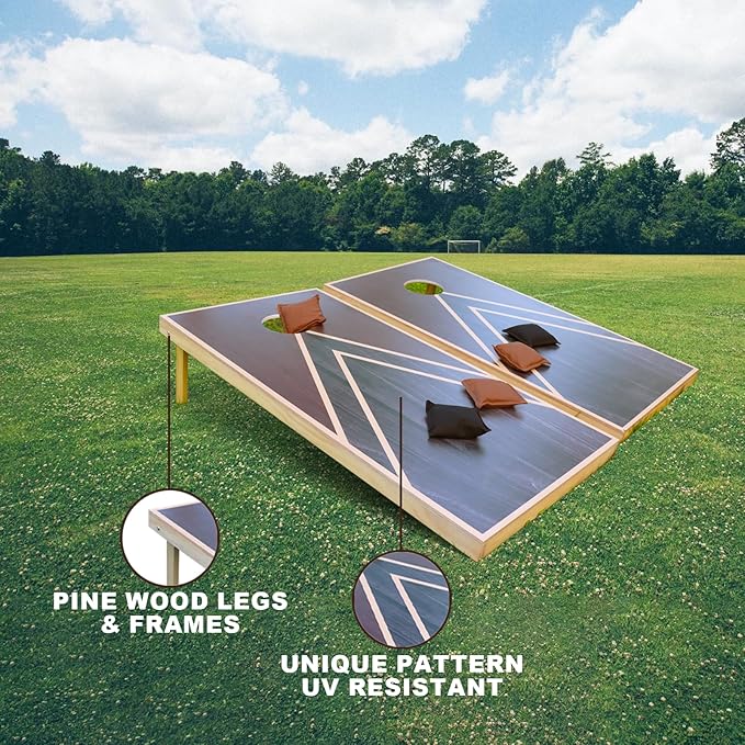 Cornhole Boards Set - Regulation Size 4x2/3x2ft Solid Wood Corn Hole Game Set with 8 Bean Bags and 2 Cornhole Boards - Perfect for Outdoor Game