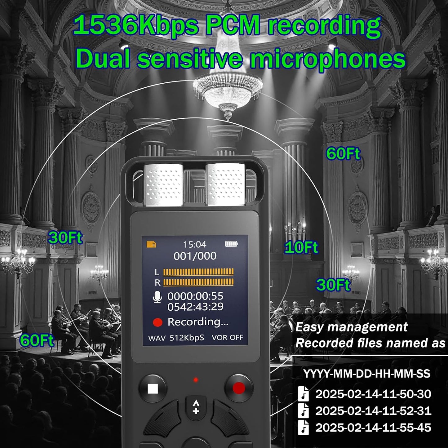 Aiworth Playback,MP3 (128, Digital Voice Activated Recorder for Lectures&Meetings,Phone Connected via OTG,Audio