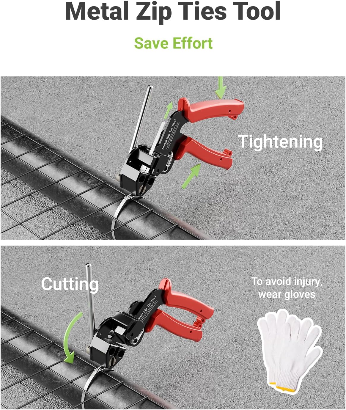 100 11.8 Inch 304 Metal Zip Tie Tool with PCS Stainless Steel Zip Ties, Heavy Duty Zip Tie Cutter and Tighter