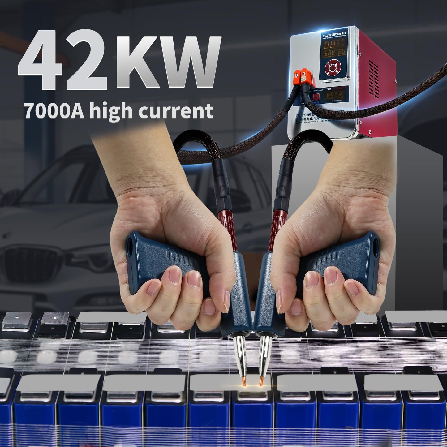 GLITTER 811H Industry Spot Welder & Milliohm Meter, 42000W 7000A High Power Battery Welding Machine for Copper Aluminum to Nickel, Heavy Duty Welder for LiFePO4 Prismatic 18650 Lithium Battery Pack