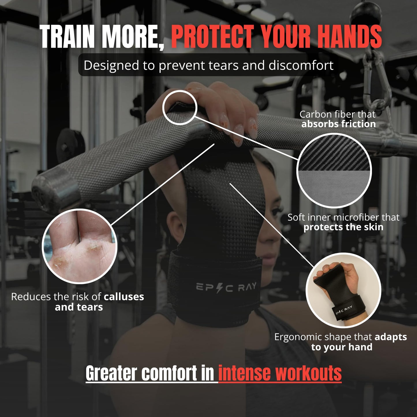 Carbon Microfiber Gymnastics Grips for Cross Training & Calisthenics – Hand Grips Kit with Wrist Wraps & Thumb Tape for Men and Women (M)