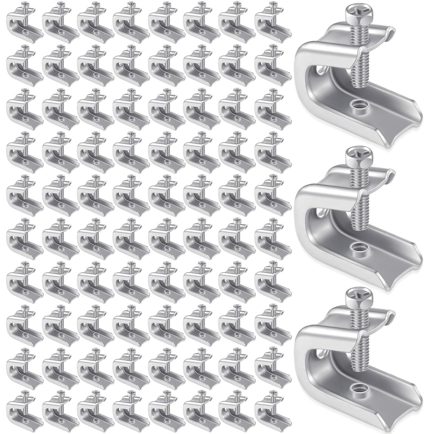 Hicarer 200 Pcs 1/4" x 20 Beam Clamp Heavy Duty Steel, Zinc Plated C-clamp Fastener for I-beams and Strut Channels, Secure Conduit & Pipe Hanging Support
