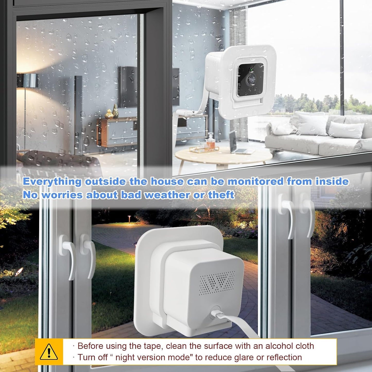 REEYEAR 2 Pack V4/V3 Window Mount fits for Wyze Cam Stick-On Glass Camera Holder for Outdoor Monitoring, Birdwatching