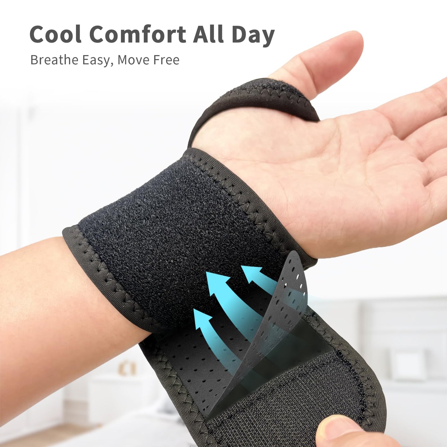 Bracoo Wrist Brace Compression Wrap – Adjustable Support Strap for Carpal Tunnel, Tendonitis, Arthritis, Pain Relief – Fitness & Weightlifting Wristband – Left or Right Hand – WS10